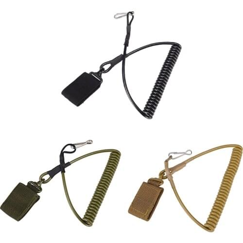 1 PC Pistol Elastic Lanyard Outdoor Tactical Spring Retention Rope Keychain Camping Hiking Sling Travel Multifunction Tools