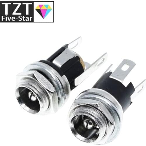 10PCS DC-025m power socket DC-021/025 5.5-2.1MM 5.5 * 2.1 DC socket with nut DC-021M