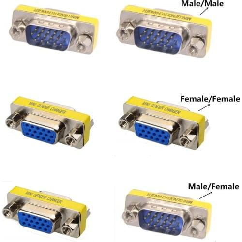 15 PIN HD DB15 VGA SVGA KVM Mini Gender Changer Adaptor NEW