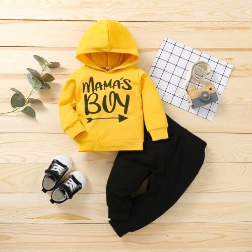 Fall Winter Kid Baby Toddler Boy 2PCS Clothes Lounge Set Long Sleeve Hooded Sweater + Long Pants Outfits Set 3 16 18 24 Month