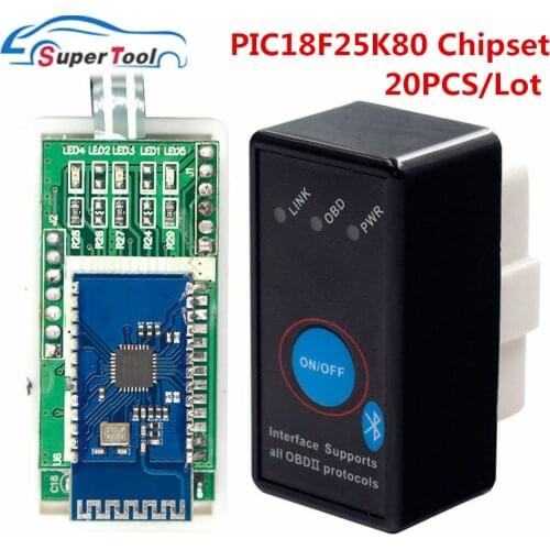 20PCS ELM327 Switch Power On/Off ELM 327 Bluetooth V1.5 PIC18F25K80 OBD2 Auto Diagnostic Tool OBDII ELM327 Bluetooth Scanner