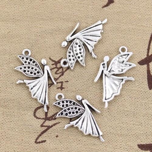 20pcs Charms Butterfly Fairy Angel 29x16mm Antique Bronze Silver Color Pendants DIY Making Findings Handmade Tibetan Jewelry