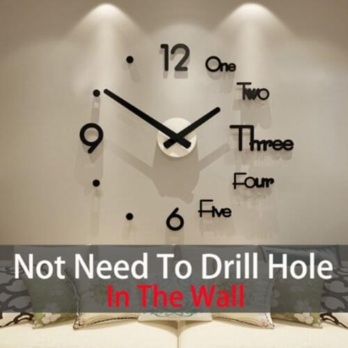 2019 Free Shipping Diy Wall Clock Modern Design 3D Wall Sticker Clock Silent Home Decoration Living Room Quartz Clock Room Deco