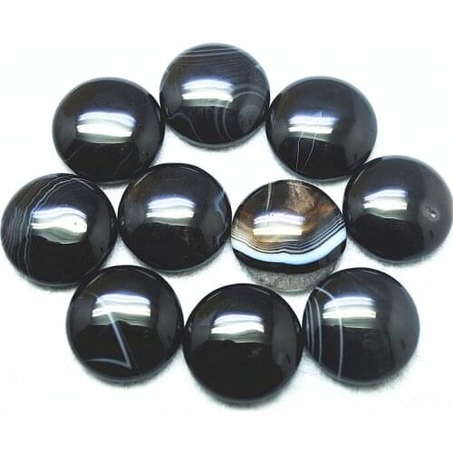 5PCS Nature Black Onyx Cabochons Round Shape NO Hole 8MM 10MM 12MM 16MM 20MM 25MM Wholesale Price Loose Beads Jewelry Components