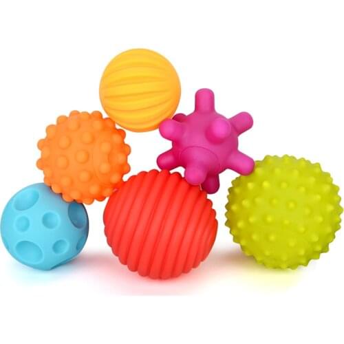 Infant Multi-Texture Ball Play Water Baby Soft Touch Training Massage Ball Early Education Toy Touch Hand Grab Rubber 6pcs Kid