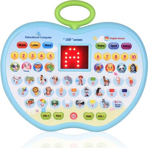 8 Learning Modes Early Educational Music Toy Tablet Toddler Interactive Computer with LED Screen Display Gift for Age 3-6 Kids