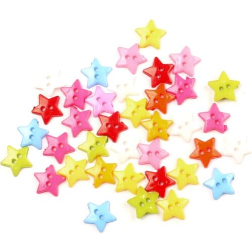 200Pcs 2 Hole Mixed Acrylic Star Sewing Buttons For Clothes Scrapbooking Decorative Botones Handicraft DIY Sewing Accessories