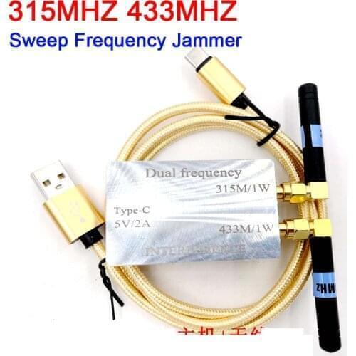 315M 433M Sweep Frequency Jammer 1W power amplifier + Antenna TYPE-C POWER for Floor scale anti-remote control electronic scale
