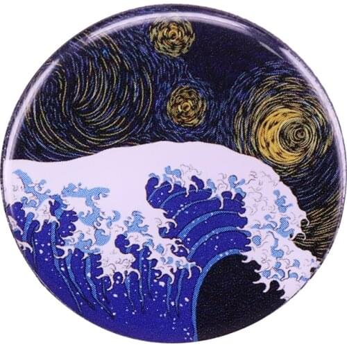 Hokusai Kanagawa Great wave pin artist flair gift