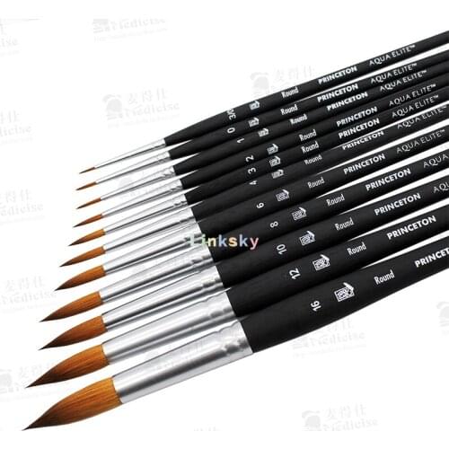 Princeton Aqua Elite, Series 4850R, Synthetic Kolinsky Watercolor Paint Brush,Round, Designed for detail painting,Art supplies