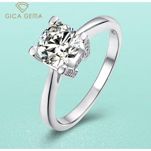 GICA GEMA 6.5mm Moissanite Rings For Woman Real 925 Sliver Anniversary Party Engagement Wedding Classic Fine Jewelry Custom