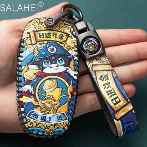 Leather Car Key Protector Cover For Audi A4 A4L A5 A6 A6L Q5 S5 S7 Q8 C8 A6 A7 A8 2018 2019 Key Shell Cover Auto Car Accessories