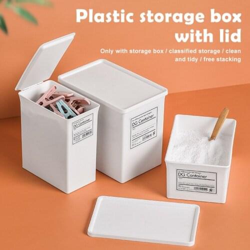 Small Plastic Container Storage Box With Lid Dust-Proof Stackable Household Items For Home XH8Z