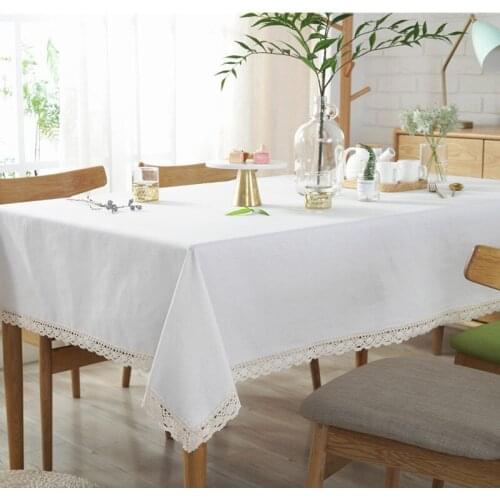 Solid Tablecloth Lace Hollow Out Cotton Table Cover Pastoral Crochet Geometric Haute Dining Table Cloth For Kitchen Home Decor