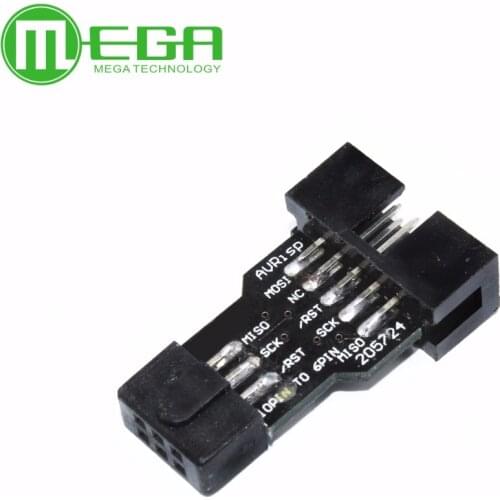 10 Pin to 6 Pin Adapter Board for AVRISP MKII USBASP STK500 High Quality