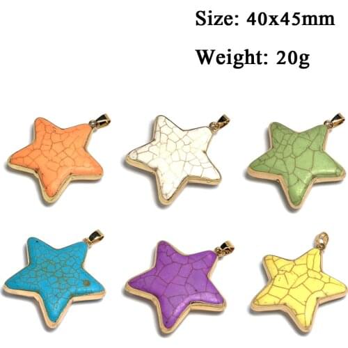Synthetic Turquoises Pendants Charms Star Shape Pendant DIY For Making Necklace Jewelry Findings Size 40x45mm Wholesale