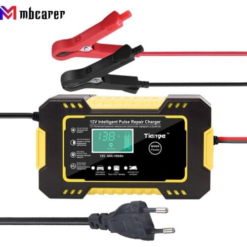 12V 6A Full Automatic Battery-chargers Digital LCD Display Car Battery Chargers Power Puls Repair Chargers Wet Dry Lead Acid