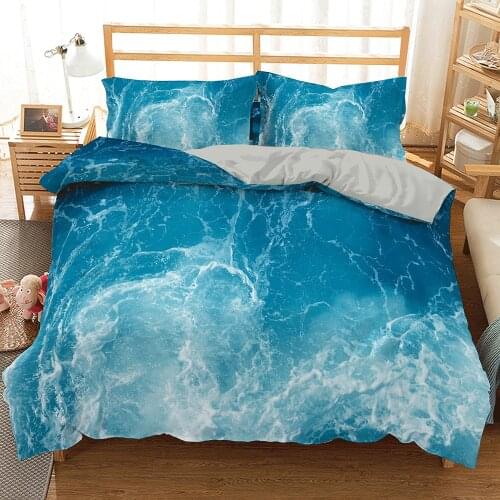 240x220 260x220 Sea World Printing Blue Background Bedding Sets Duvet Cover 90 Young Bed Liene Bed Set 2 People Adult
