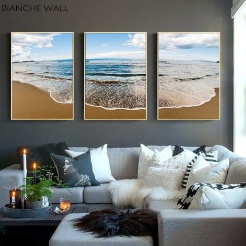 Seaside Beach Scenery Decorative Painting Printed On Canvas Paintings Pictures Landscape Wall Art Print Living Room Decor
