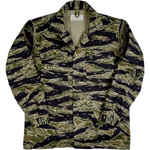 TCU Jacket Vietnam Tiger Stripes Military Shirt Retro WW2 Tactical Workout Camo Combat Field Running Jacket