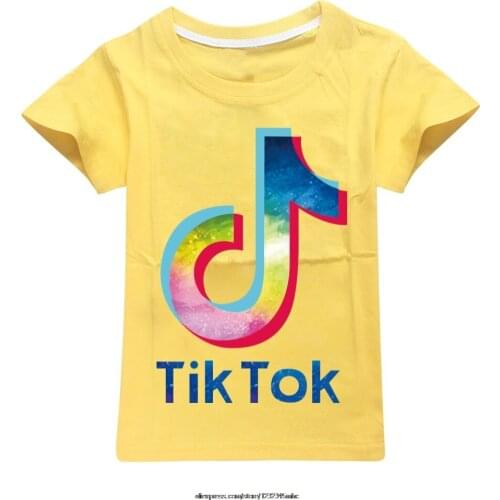 Tik Tok Summer Children Boy Clothing Short Sleeve Cute Print T-shirt Boys Casual Fashion Round Neck Tops Kids Cotton Clothing