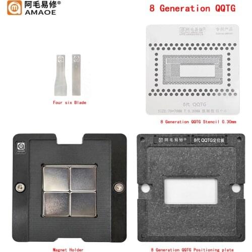 AMAOE BGA Stencil For Mac Notebook CPU 8nd Generation QQTG Tin Planting Platform Reballing Magnetic Steel Ball Plant Net