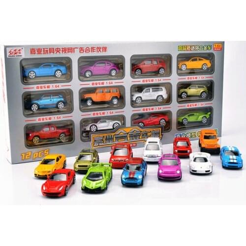 [Funny] 12pcs/set Alloy Luxury Mini car model Fire truck helicopter super car sportscar SUV vehicle Collection model kids gift