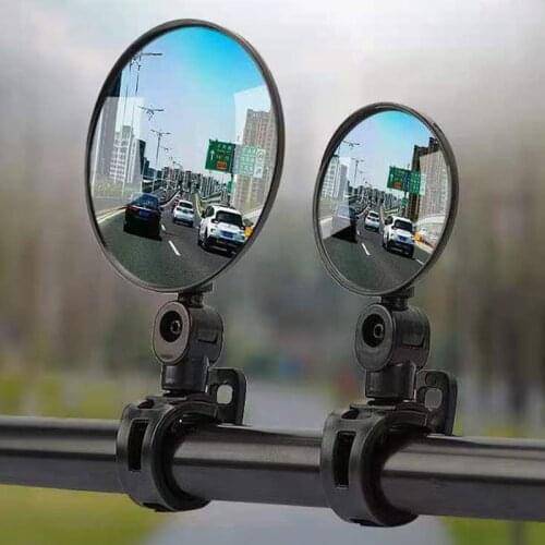 A Pair Bike Mirror Rotatable Black Silicone Handle Adjustable Rear View Shockproof Convex Mirror Universal For Bike Bicycle