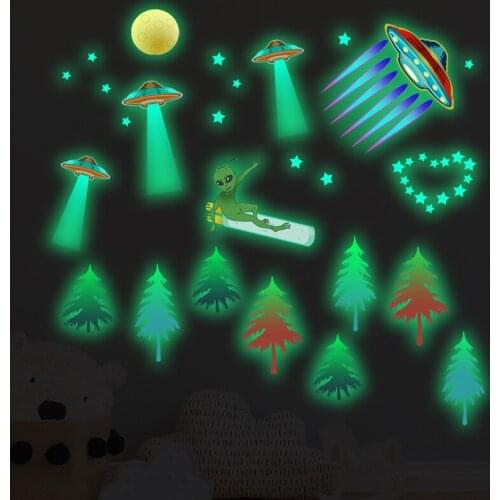 Zollor Luminous Universe Alien UFO Star Tree Wall Sticker Childrens room Kindergarten Dormitory Creative Decoration Sticker