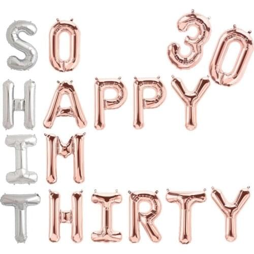 1 Set New So Happy IM Thirty 30 Balloons Rose Gold Silver Number Birthday Balloon Happy 30th Birthday Party Decorations Supplies