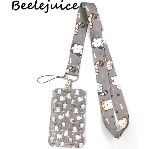 12sets Cartoon cat Key lanyard Car KeyChain ID Card Pass Gym Mobile Phone Badge Kids Key Ring Holder Decorations Accessory Gifts