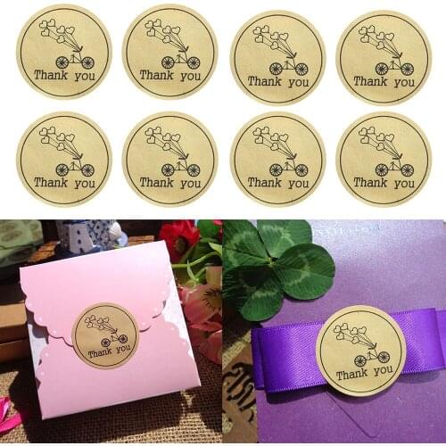 120pcs Bicycle LoveThank You Round Sticker Balloon Kraft Paper Gift Sealing Labels Decoration Stickers DIY Scrapbooking Album