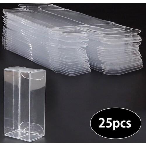 25 Pcs PVC Transparent Box Model Toy Car Wheels Dustproof Exhibition Box