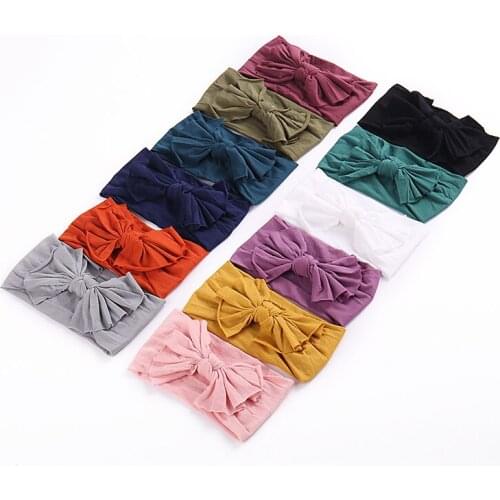 27pcs Wide Nylon Headbands For Girls Newborn Baby Stretchy Elastic Bows Head Wraps Girls Soft Turban Head Bands Hair Accessories