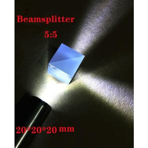 5:5 Beamsplitter Splitting RatioTransflective K9 Cube Prism Optical Glass Triangular Prism20x20x20mm
