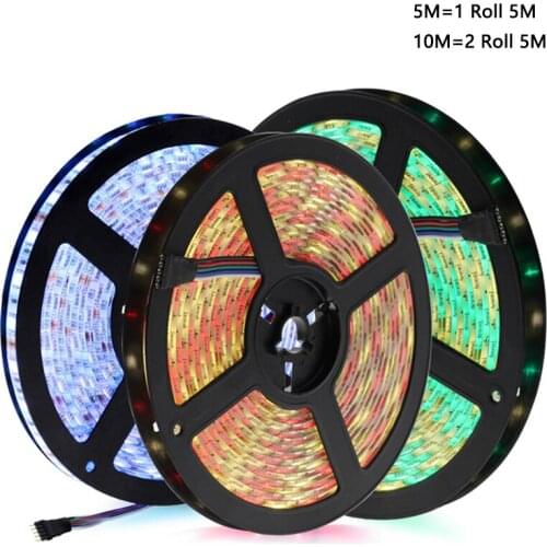 5M/10M Waterproof 12V LED Strip Light 5050 RGB Yellow Blue Red Green White Diode Tape 60leds/m LED Lamp Home Holiday Decoration