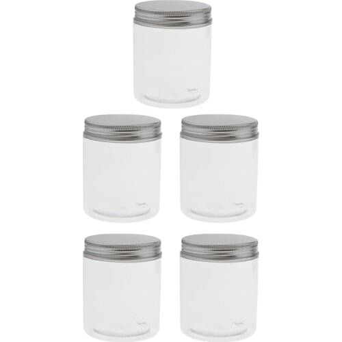 5pcs 250ml Plastic Makeup Pots Jar Empty Cosmetic Cream Containers Screw Lid