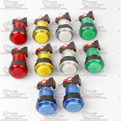 Free shipping 16 pcs Transparency LED Illuminated Push Button With Microswitch LED lamp Light holder for Arcade Game Machine