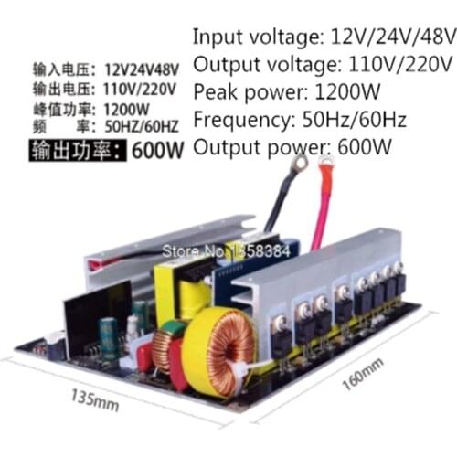 Free shipping Inversor Pure Sine Wave Power Inverter Board DC 24V To AC 220V 300W 500W 600W Technical 24V Converter