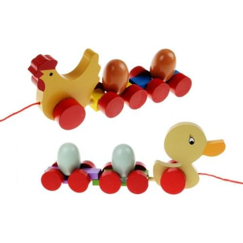 Wooden Chick Duck Walkers Pull Along Push Rope Toys For Baby Infant Kids 1-2 Years Early Educational Multifunctional Toddler Toy