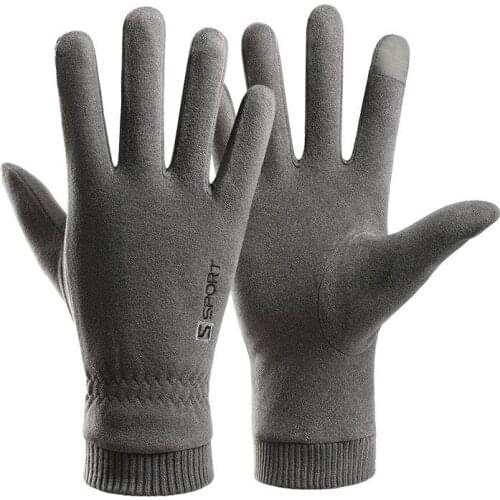 Mens Winter German Velvet Warm Gloves Thickened Plus Velvet Cycling Driving Windproof Warm Touch Screen Gloves