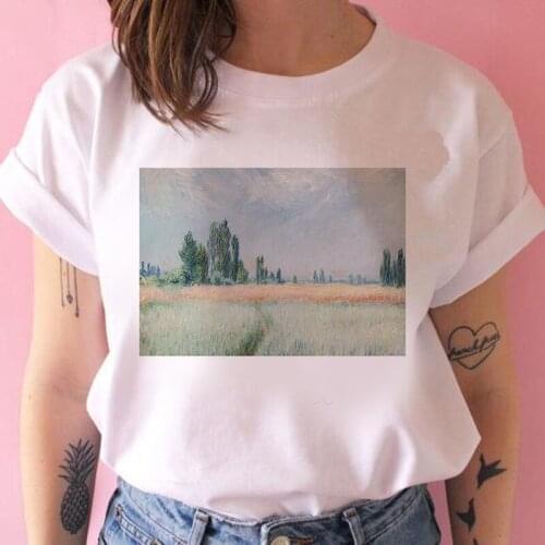 Beautiful oil painting scenery t shirt women Graphic T-shirt Harajuku Tops Tee Cute Short Sleeve animal tshirt Female Tshirts