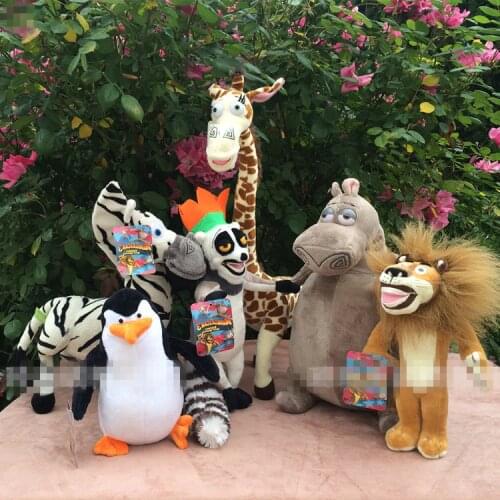 Lovely Madagascar Plush Toys Madagascar Cartoon Figure Lion Giraffe Penguin Zebra Hippo Dolls Cute Gift Toys for Children Kids