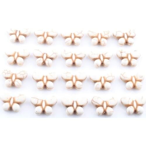 Milky Color 40Pcs Turquoises Stone Beads Spacer Butterfly For Jewelry Making Handmade Necklace Bracelet DIY Accessories QG3429