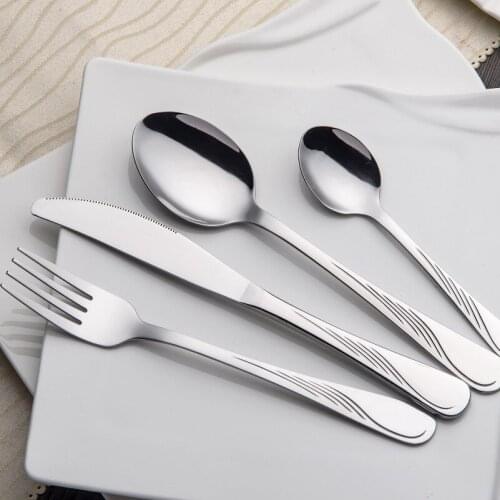 30/24 PCS Dinnerware Set Stainless Steel Tableware Luxury Cutlery Set Vintage Quality Knife Fork Dining Dinner Set Western
