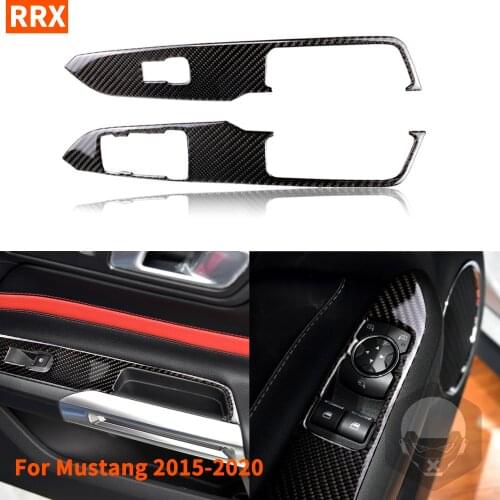 Carbon Fiber Window Lift Switch Control Decor Sticker For Ford Mustang GT 2015 2016 2017 2018 2019 2020 Interior Car Accessories