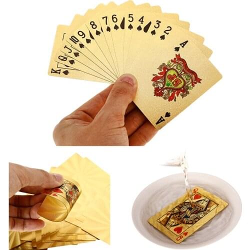 2020 New Gold Waterproof Poker Set Gold Foil Playing Cards Collection Magic Board Game Gift Collection for Sale