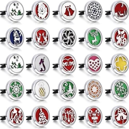 New Christmas Aromatherapy Jewelry Deer Snowflake Santa Claus Perfume Car Perfume Diffuser Lockets Pendant Aroma Diffuser