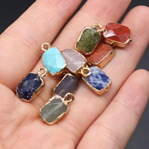 Faceted Natural Stone Unakite Amethysts Pendants Charms Stone Rectangle Pendants DIY for Necklace or Jewelry Making Size 8x12mm