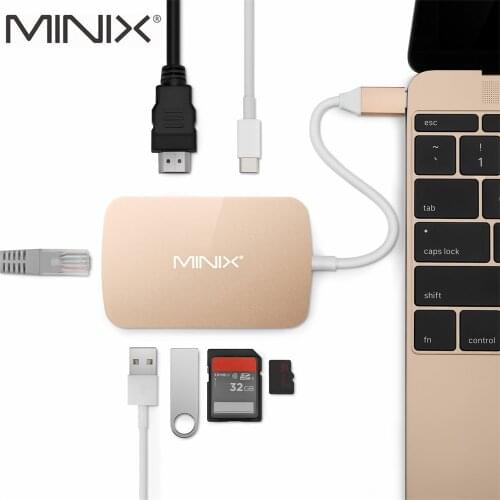 Original MINIX NEO C With 4K HDMI-compatible USB3.0*2 type-A type C Charging Gigabit Ethernet Port Gold USB-C Multiport Adapter